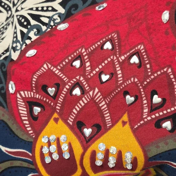 Desigual Black 100% Cotton Beaded Dress | V-Neck Embroidered Floral Art Mini - Picture 5 of 10